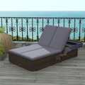 2-Person Rattan Lounge Bed with Retractable Canopy  product image