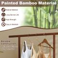 Bamboo Rolling Clothes Rack with Rattan Storage Basket product image