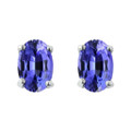 925 Sterling Silver 2 ct. Glass Tanzanite Round Stud Earrings product image