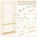 Pine Wood Clothes Rack with 2-Tier Open Storage Shelf product image