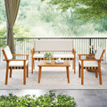 4-Piece Wood Furniture Set with Coffee Table and Cushions product image