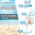 4-Piece Beach Umbrella Set with 2 Chairs and Picnic Blanket product image