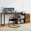 L-Shaped Desk with Power Outlet and Adjustable Shelf product image