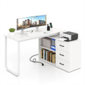L-Shaped Desk with Power Outlet and Adjustable Shelf product image