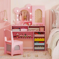 Kids Vanity with 3-Color Lights and 2 Open Compartments product image