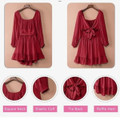 Square Neck Puff Sleeve Ruffle Hem Dress product image