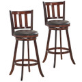 Brown Wood Leather Padded  Swivel Bar Stools (2 or 4 Pack) product image