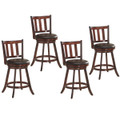 Brown Wood Leather Padded  Swivel Bar Stools (2 or 4 Pack) product image