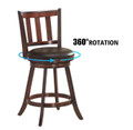 Brown Wood Leather Padded  Swivel Bar Stools (2 or 4 Pack) product image