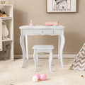 Kids Vanity Table With Tri-fold Mirror And Stool product image