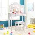 Kids Vanity Table With Tri-fold Mirror And Stool product image
