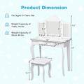 Kids Vanity Table With Tri-fold Mirror And Stool product image
