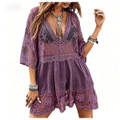 Deep V Neck Lace Embroidered Swimsuit Cover Up product image