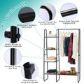 Metal Garment Rack with Hanging Rod and 5 Mesh Shelves product image