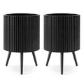 Fluted Metal Plant Pot with Stand (1- or 2-Pack) product image