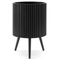 Fluted Metal Plant Pot with Stand (1- or 2-Pack) product image