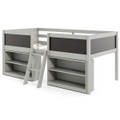 Twin Size Low Loft Bed with Ramp Ladder and Bookcases product image