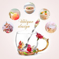 3D Enamel Rose Glass Cup with Exquisite Handle And Spoon product image