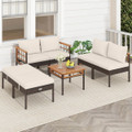 7-Piece Wicker Furniture Set with Coffee Table and Cushions product image