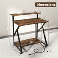 Rolling Computer Desk with Charging Station and Open Storage Shelf product image