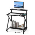 Rolling Computer Desk with Charging Station and Open Storage Shelf product image