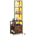 Corner Bar Cabinet with LED Lights and Charging Station product image