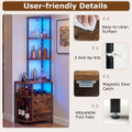 Corner Bar Cabinet with LED Lights and Charging Station product image
