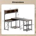  L-Shaped Computer Desk with Power Outlets and 2 Metal Mesh Shelves product image
