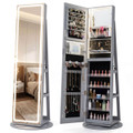 360° Swivel Jewelry Cabinet with LED Lights and Full-Length Mirror product image