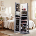 360° Swivel Jewelry Cabinet with LED Lights and Full-Length Mirror product image