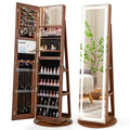 360° Swivel Jewelry Cabinet with LED Lights and Full-Length Mirror product image