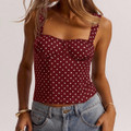 Women's Polka Dot Corset Wide Strap Tank Top product image