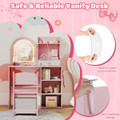 Princess Girls Makeup Vanity Desk with 3-Color LED Lighted Mirror product image