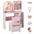 Princess Girls Makeup Vanity Desk with 3-Color LED Lighted Mirror product image
