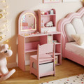 Princess Girls Makeup Vanity Desk with 3-Color LED Lighted Mirror product image