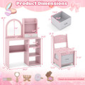 Princess Girls Makeup Vanity Desk with 3-Color LED Lighted Mirror product image