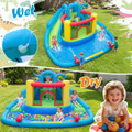  Inflatable Water Slide Park with Double Slides, Jumping Area, and Climbing Wall product image