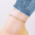 18K-Gold-Plated Light Blue Square-Crystal Anklet product image