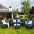 6-Piece Rattan Patio Furniture Set with Glass Top Table product image
