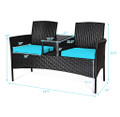Rattan Conversation Loveseat with Glass Top Table product image