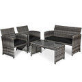 4-Piece Gray Rattan Patio Furniture Set product image