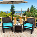 5-Piece Patio Rattan Wicker Furniture Set with Ottoman & Tempered Glass Coffee Table product image