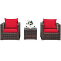 3-Piece Patio Rattan with Red Cushions Furniture Set product image