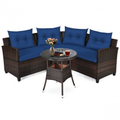 Rattan 4-Piece Patio Furniture Set with Round Sofa Table product image