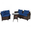 Rattan 4-Piece Patio Furniture Set with Round Sofa Table product image