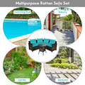 Rattan 4-Piece Patio Furniture Set with Round Sofa Table product image