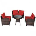 Rattan 4-Piece Patio Furniture Set with Round Sofa Table product image