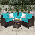 Rattan 4-Piece Patio Furniture Set with Round Sofa Table product image