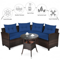 Rattan 4-Piece Patio Furniture Set with Round Sofa Table product image