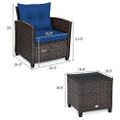 3-Piece Rattan Patio Furniture Set with Table product image